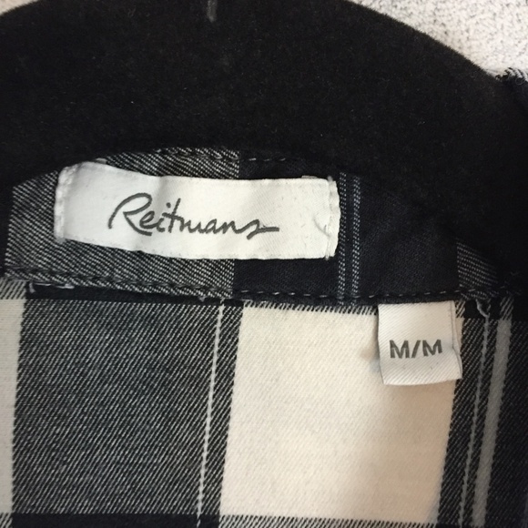 Reitmans Pearl Snap Shirt Womens Med Black Plaid Fitted Western Roll Tab Sleeves - Picture 9 of 14
